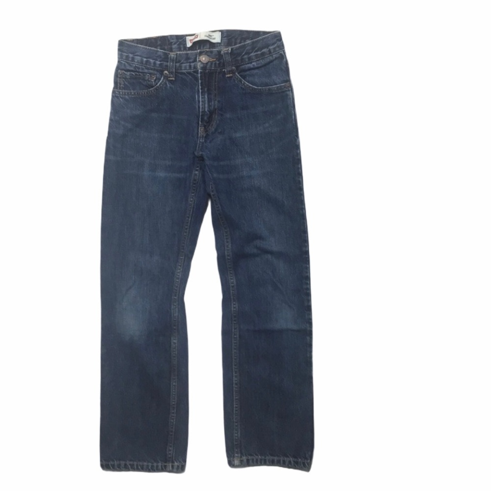 LEVI’S 505 Jeans Regular Fit Straight Leg Dark Wash Blue Boys Size 12R